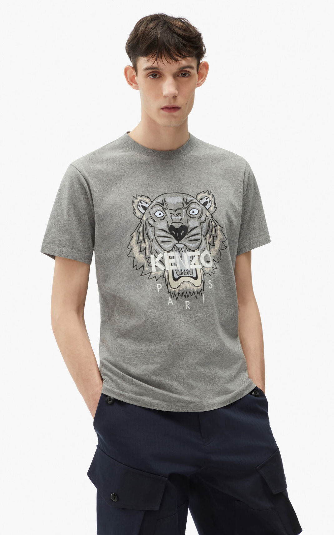 Kenzo 虎 Tシャツ メンズ グレー - CDUGWH782